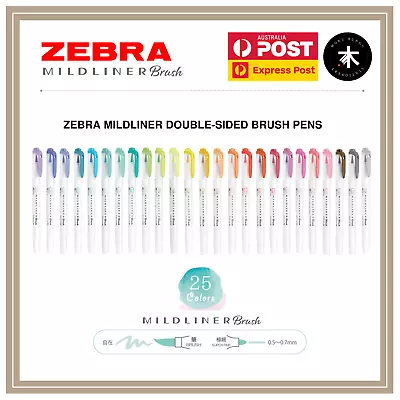 Zebra Mildliner Double-Sided Pastel Brush Pens (25 Colours Available) • $3.90