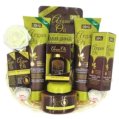 Women Argan Oil Gift Hamper Mother Day Pamper Birthday Basket Daughter Spa Set • £29.99