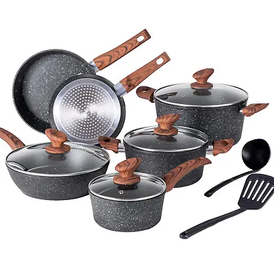 $117.99 • Buy 12Piece Pots And Pans Set Nonstick Induction Cookware Set Granite Coated Pot Set
