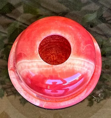 Red Egyptian Alabaster Marble Candle Holder - Nature's Tranquil Radiance - Onyx • $149