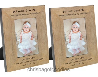 £18.50 • Buy PERSONALISED PHOTO FRAME For GODPARENTS GODMOTHER GODFATHER Christening Gifts 