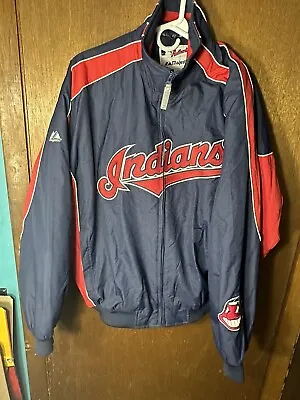 Majestic Authentic Cleveland Indians Jacket Mens Large • $89.99