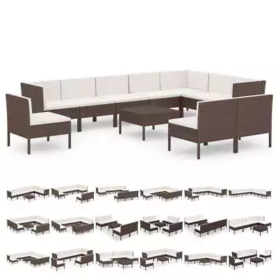 Garden Lounge Set Patio Sectional Sofa Couch Outdoor Poly Rattan Brown VidaXL • $873.99