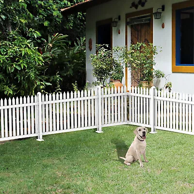 Vinyl Picket Fence PVC Panel White 84''Wx30''H Yard Garden Straight 34 Pickets N • $71.99