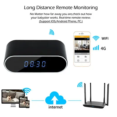 $57.80 • Buy Wifi Alarm Clock HD 1080P Mini IP Security Camera Wireless Motion