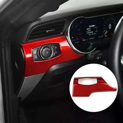 RED Carbon Fiber Dashboard Headlight Switch Panel Trim For Ford Mustang 2015+ • $64.39