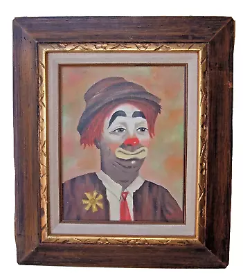 Vtg Painting Emmett Kelly Circus Clown Signed Framed Unknown Artist-Barbara • $69.91