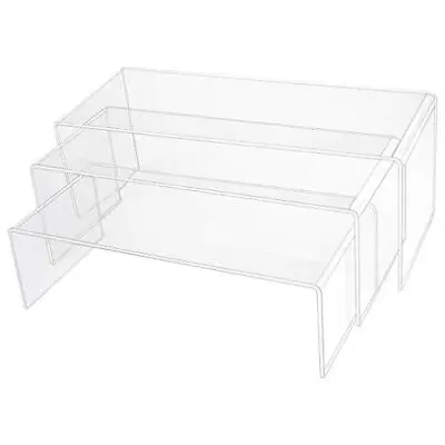 $22.20 • Buy 3 Pack Large Clear Acrylic Riser Set Acrylic Display Risers Shelf Showcase