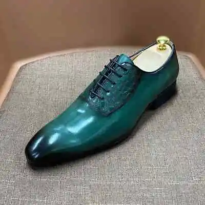 Men Formal Leather Oxford Shoes Business Luxury Shoes Lace Up Pointed Toe Shoes • $138.20