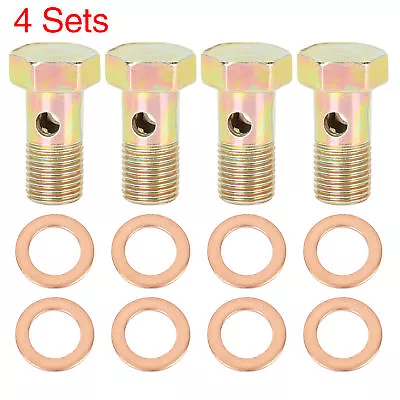 4 Sets M10x1.0mm Metric Thread Banjo Bolts Brake Fitting Adapter With M10 Washer • $13.99