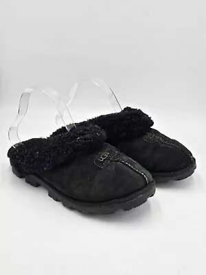 UGG Coquette Suede Leather Slip-on Slippers Women Size 7 (Black) • $60