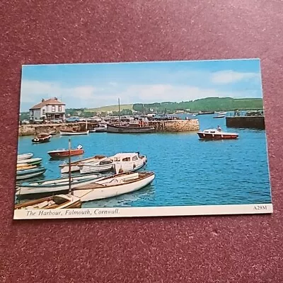 The Harbour Falmouth Cornwall Harvey Barton Postcard A29M Posted 1985. • £3.75