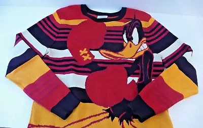 Warner Brothers Sweater Looney Tunes Daffy Duck Boxer Striped Sweater. Size XL • $89.95