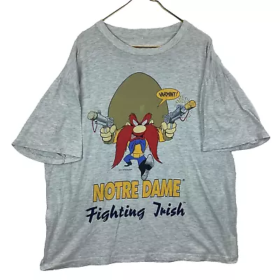 Vintage Notre Dame Fighting Irish Looney Tunes T-Shirt 2Xl Ncaa 1996 90s • $33.99