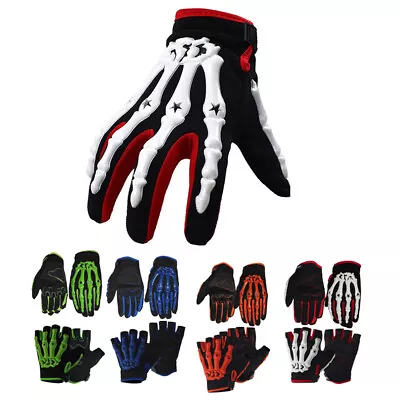 Skeleton Bone Gloves Biker Racing Cycling Motorcycle Riding Full Finger Gloves • $11.99