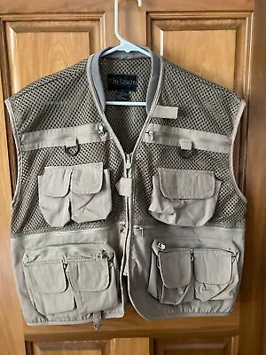 Rio Bravo Lightweight Mesh Fishing Vest - Zipper - Khaki Tan - Size XL - EUC • $11.99