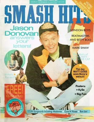 SMASH HITS Jason Donovan London Boys Kylie Minogue Tears For Fears FREE GIFT • £19.99