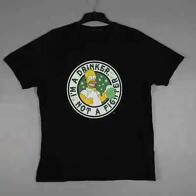The Simpsons Mens T-Shirt Homer Simpson Size L Black Short Sleeve • £5.81