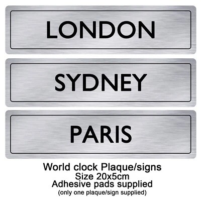 £4.79 • Buy Personalised World Clock Plaque - Metal Signs, Destinations, Holiday, Custom