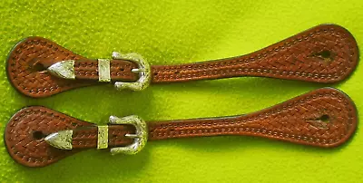 High QUALITY Vintage STERLING Silver BUCKLE & TOOLED SPUR STRAPS~LIGHTLY Used~NR • $9.99