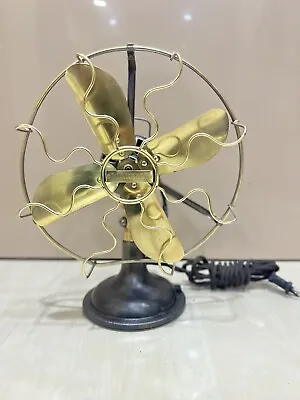 Vintage Marelli Table Fan Small Desk Fan Brass Cage 11” Diameter 10” Inch Height • $1100