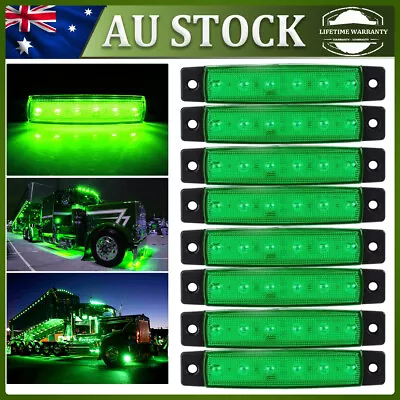 10x Green LED Clearance Lights Trailer Truck Waterproof Side Marker Lights 12V • $24.54