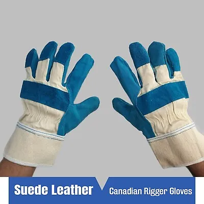 Heavy Duty Canadian Rigger Gloves Made With Premium Quality Cow Suede Leather XL • £2.50