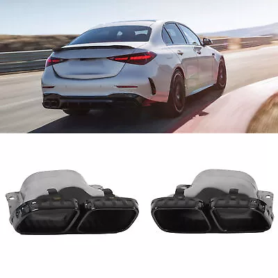 ☆⁺ 1 Pair 304 Stainless Steel Exhaust Tips Black For ‑AMG C63 W206 Sedan • $430.68