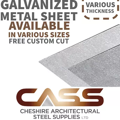 GALVANIZED METAL SHEET - VARIOUS SIZES & THICKNESS 0.7 - 3.0mm - FREE CUSTOM CUT • £5.25