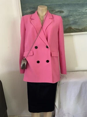 $72 • Buy 🌱 Gorgeous Barbie Pink DECJUBA Lined Jacket 8 Oversized Blazer Double Breasted