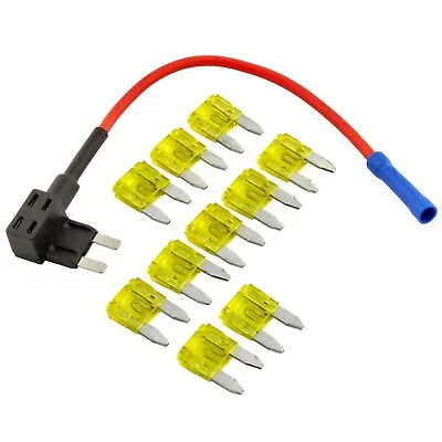 ATM Mini Blade Style Fuses W/ Fuse Holder Tap For Car Truck SUV 10A-40A 10 Pack • $6.20