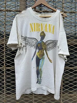 Vintage Nirvana In Utero Shirt 1993 Giant Thrashed XL • $662.73