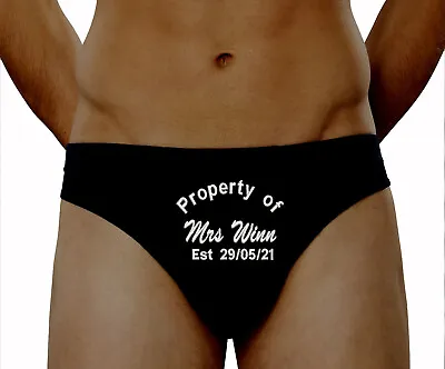 Personalised Pants Mens Anniversary Briefs Custom Property Of Underwear Gift • £10.88