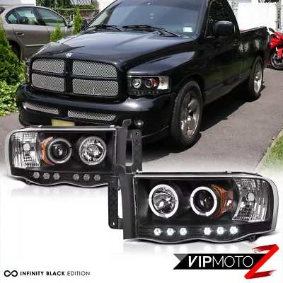 For 02-05 Dodge Ram 1500/ 03-05 Ram 2500 3500 Black Halo LED Projector Headlight • $141.95