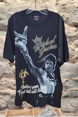Pre-Owned Michael Jackson XL Rhinestone Black T-Shirt The Thrill Will Live On • $20