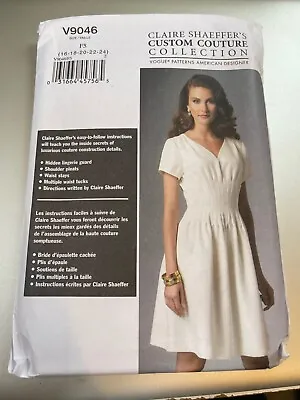 Vogue Pattern V9046 Ms CLAIR SHAEFFER  Dress W/Front & Back Tuck Detail 16- 24 • $7.25