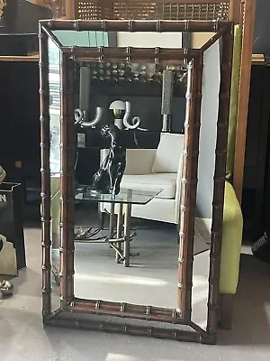 Splendid Vintage Faceted Bamboo Framed Mirror By Sarreid Ltd • $1200
