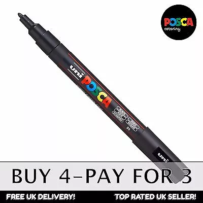 Uni Posca PC-3M Paint Art Marker Pens - Black X 1 - Buy 4 Pay For 3  • £3.65