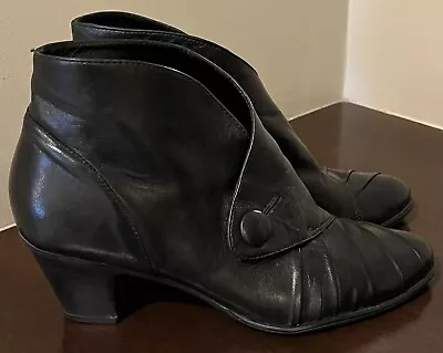 $32.93 • Buy Anthropologie Everybody By BZ Moda Black Leather Ankle Boots Size 39 US 8