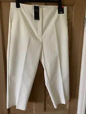 M&S Slim Cropped Cotton Rich Capri Style Trousers ~High Rise~UK18 Reg~BNWT~Ivory • £12.99