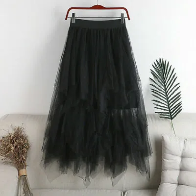 £12.29 • Buy Women Mesh Tulle Tutu Skirt Layered Pleated Party Elegant Ladies Maxi Long Dress