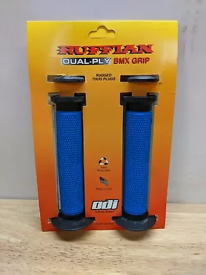 ODI Ruffian BMX Grip Blue And Black NOS MidSchool Vintage Powerlite Haro Auburn  • $23