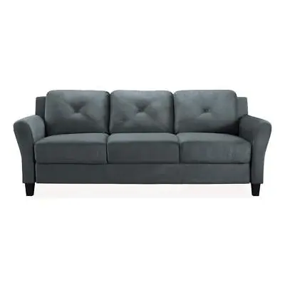 Lifestyle Solutions Tuxedo Sofa 31.5  4-Seater Dark Grey Microfiber W/Round Arms • $316.55