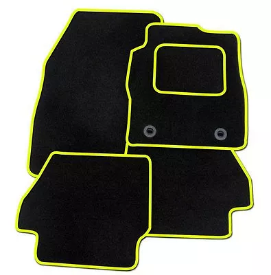 Black Tailored Car Mats With Yellow Trim For Vauxhall Corsa D 2007-2014 • $21