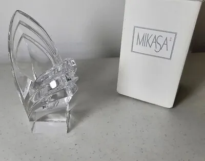 Mikasa Lead Crystal Clear ART DECO Candlestick Holder • $16.50