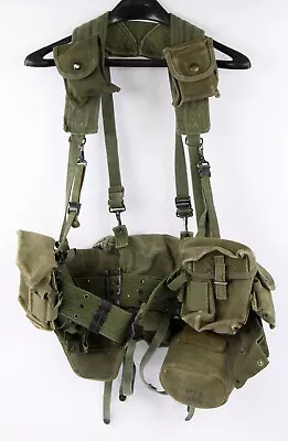 Vtg Korea/Vietnam War US Belt W/ Pouches & Vollrath 1944 Canteen OD Green • $159.95