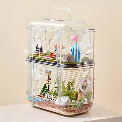 Clear Hamster Luxury Hamster Cage Mouse Cage Animal Play House Play Accessories  • £12.95