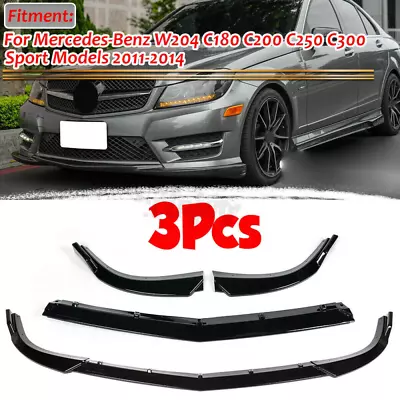 Gloss Black Front Lip Spoiler For 12-14 Mercedes Benz W204 C250 C300 C350 Sport • $51.38