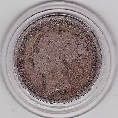 1883   Queen  Victoria  Shilling  (1/-)  Silver  (92.5%) Coin • $5.50