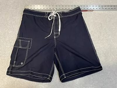 Merona Mens Navy Blue Cargo Pocket Size Large Board Swim Shorts Trunks • $8.50